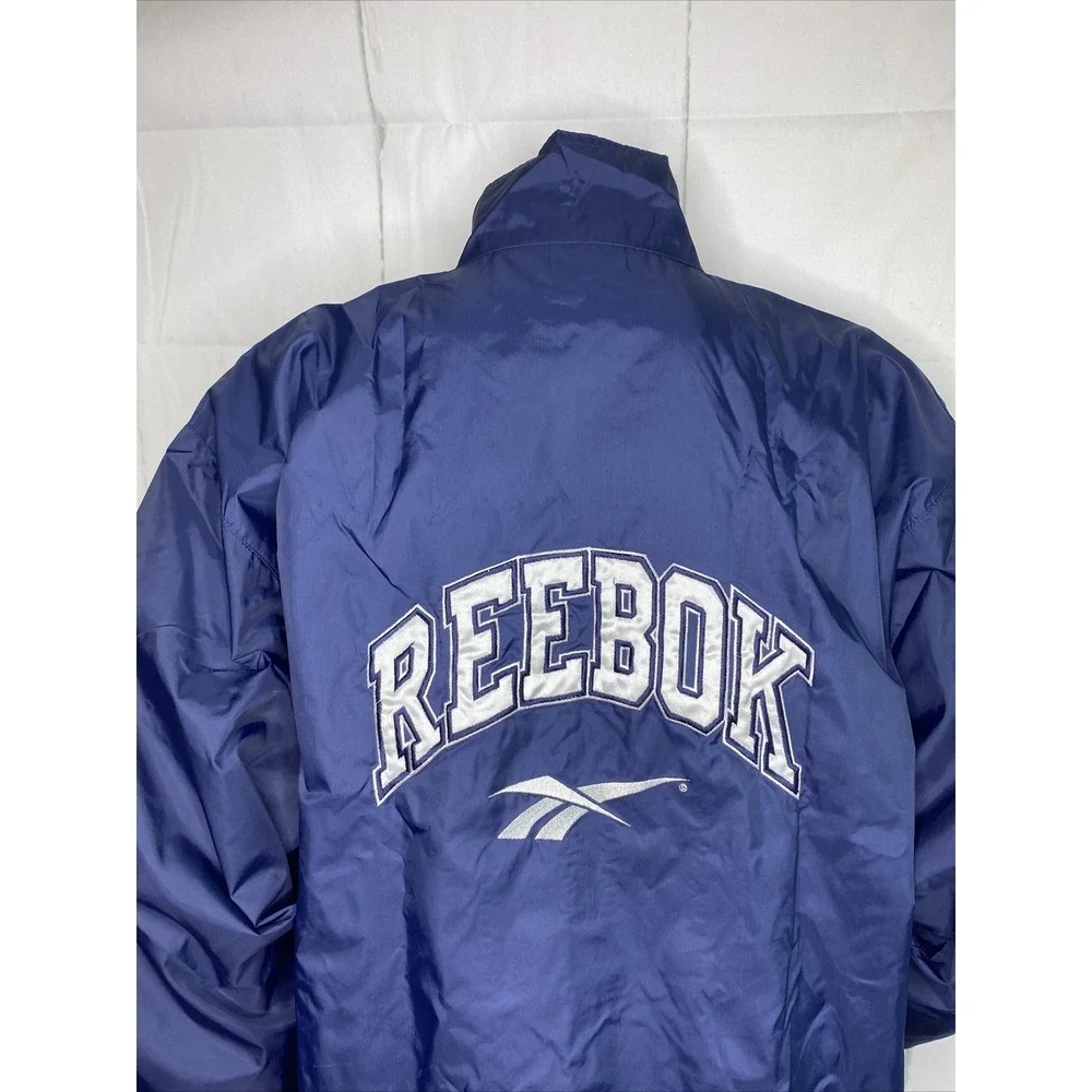 Vintage Reebok Jacket Men Sz M Windbreaker 90s Embroidered Spell Out Retro Blue